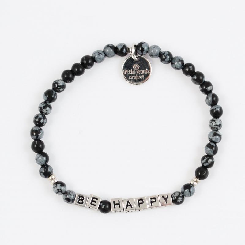 Little Words Project Bracelet - Be Happy (Silver/Stone Snowflake)