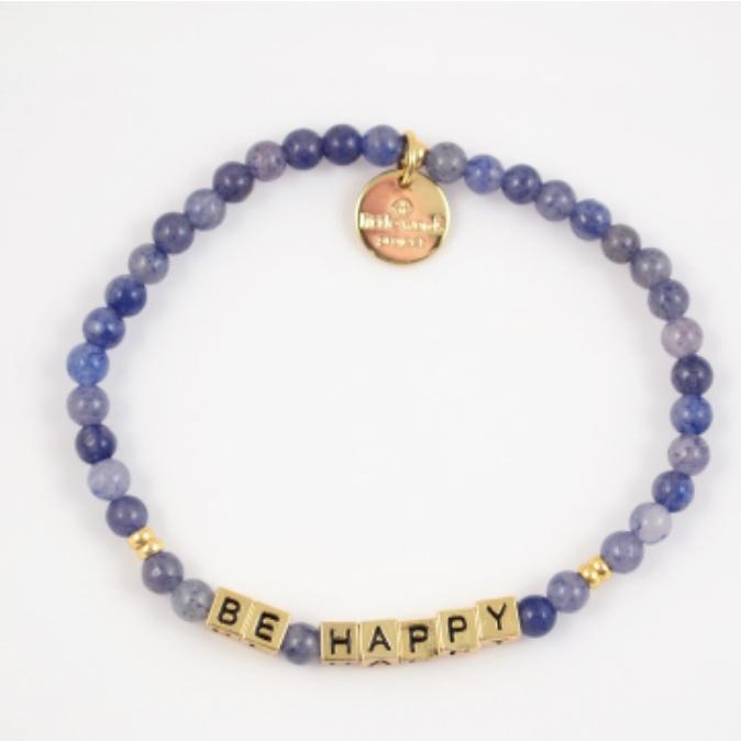 Little Words Project Bracelet - Be Happy (Gold/Aquamarine)