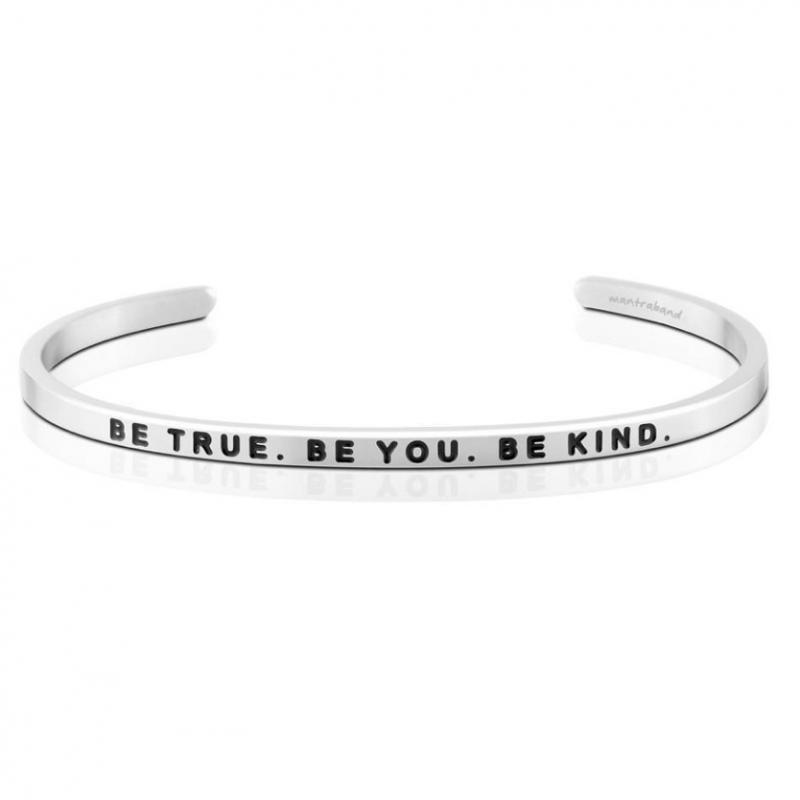 MantraBand Cuff Bracelet - Be True. Be You. Be Kind. (Silver)
