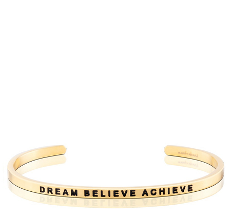 MantraBand Cuff Bracelet - Dream Believe Achieve (Gold)