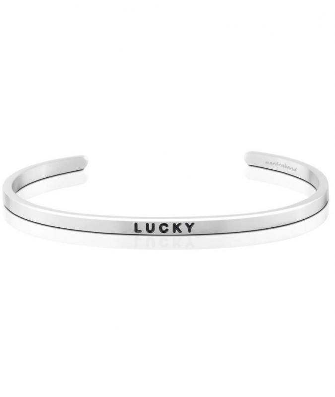 MantraBand Cuff Bracelet - Lucky (Silver)