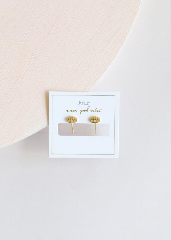 JaxKelly Earrings - Evil Eye Huggies