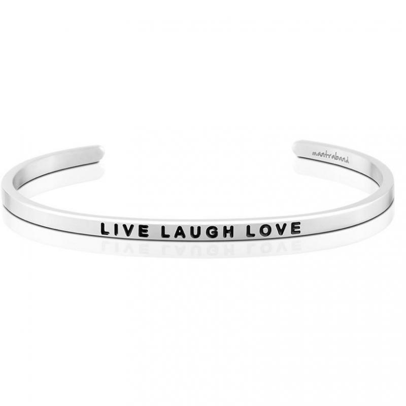 MantraBand Cuff Bracelet - Live Laugh Love (Silver)