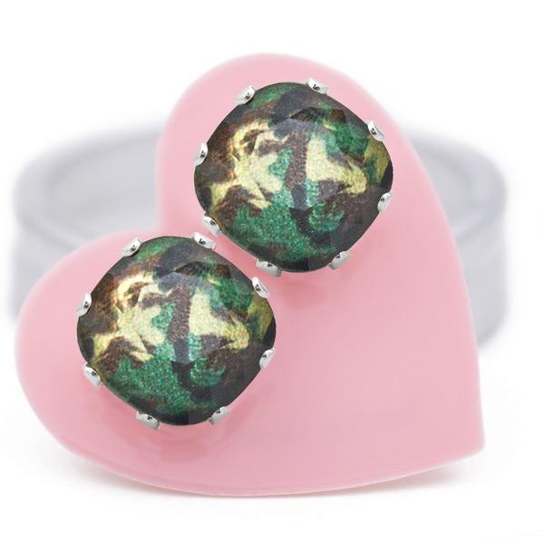 Jojo Loves You Swarovski Glamouflage Cushion Bling Earrings