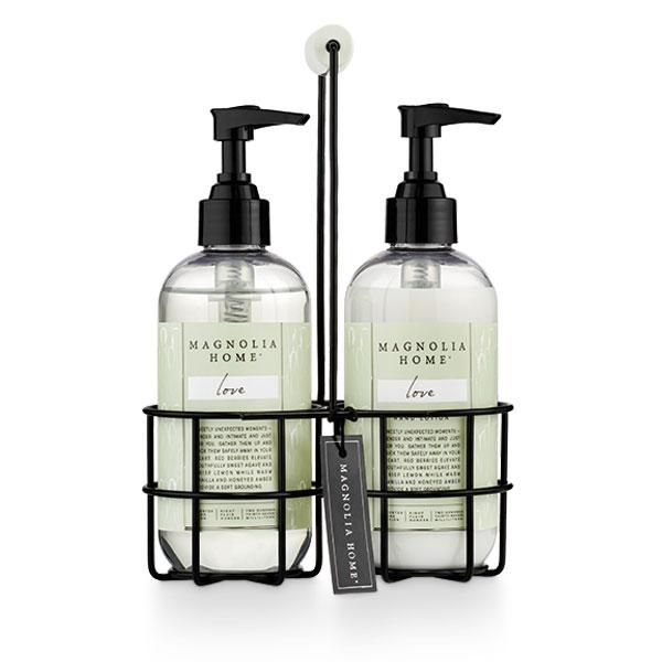 Magnolia Home Sink Caddy Hand Wash and Lotion Set - Love