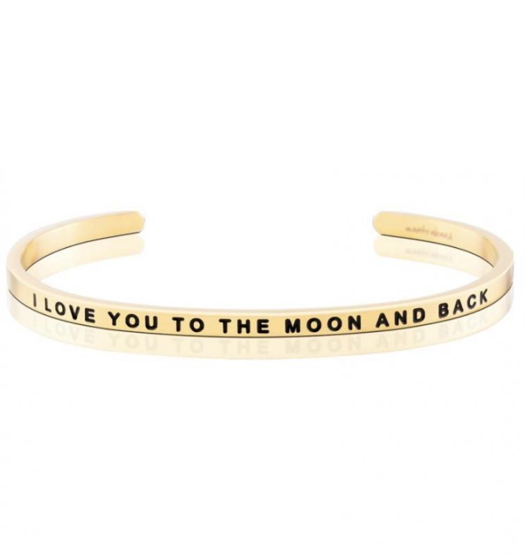 MantraBand Cuff Bracelet - I Love You To The Moon And Back (Gold)