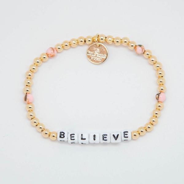 Little Words Project Bracelet - Believe (Gold/White Letters)