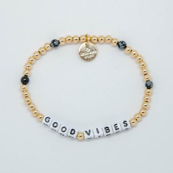 Little Words Project Bracelet - Good Vibes (Gold/White Letters)