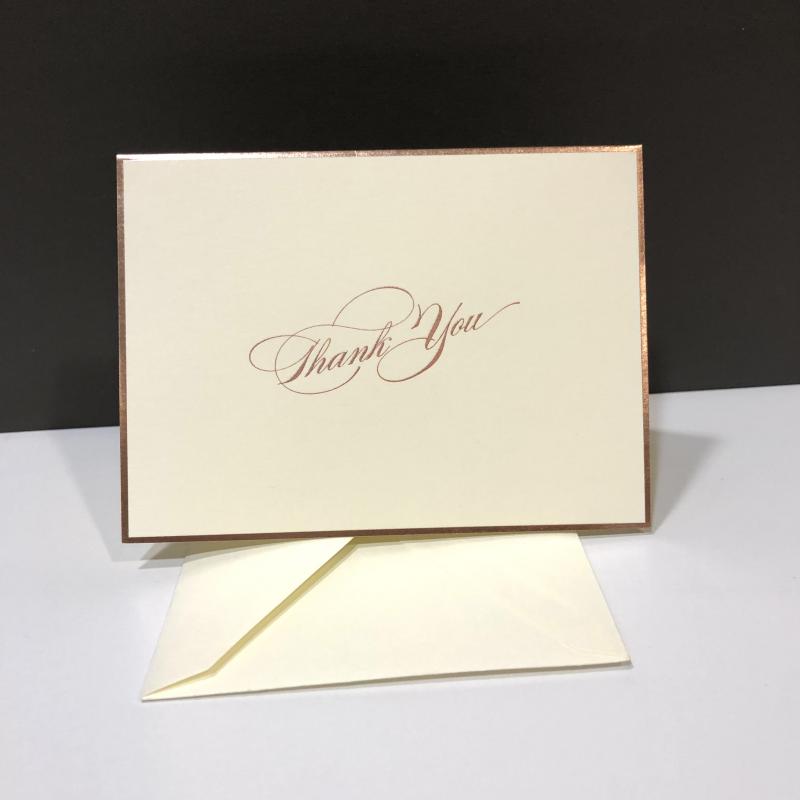 Thank You Folding Note Cards - Rose Gold Engraved