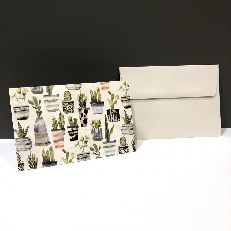 Blank Folding Note Cards - Watercolor Succulents (Pack of 14)