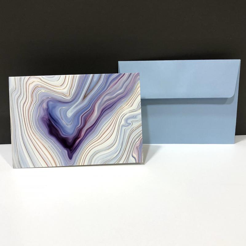 Blank Folding Note Cards - Blue Agate (Pack of 14)