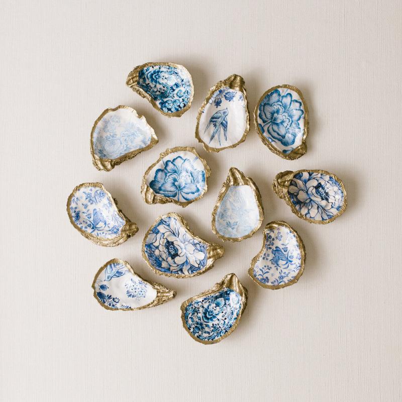Decoupage Oyster Jewelry Dish: Indigo Collection
