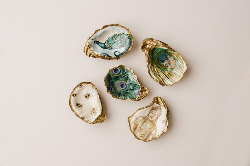 Decoupage Oyster Ring Dish: Serenity Collection