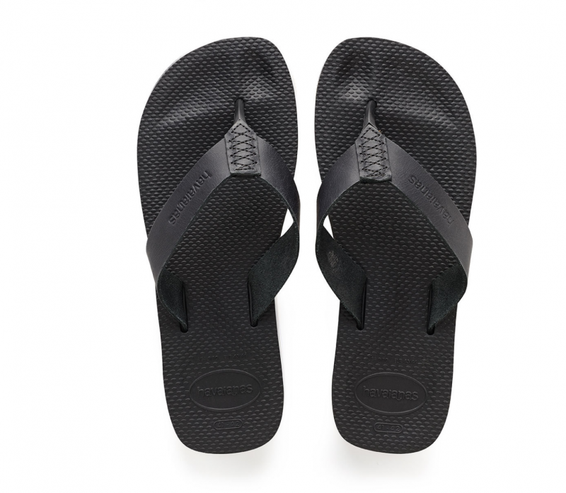 Havaiana's Men's Urban Special Black Leather Flip Flops