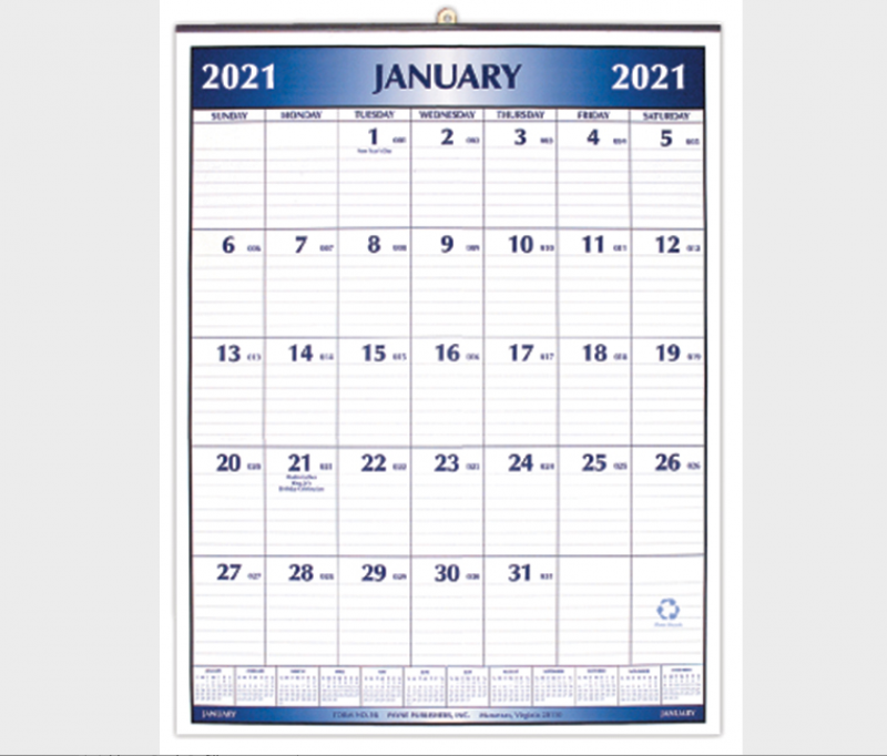Payne Publishers Blue Metal Bound Wall Calendar - 16 x 21