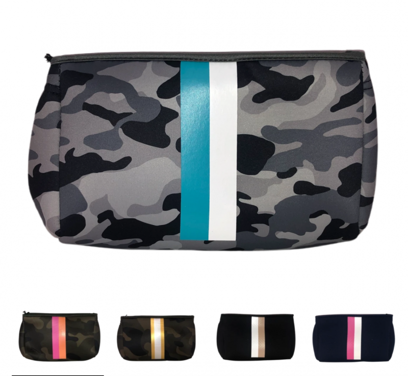 Ahdorned Neoprene Pouch - Grey Camo/Blue/White