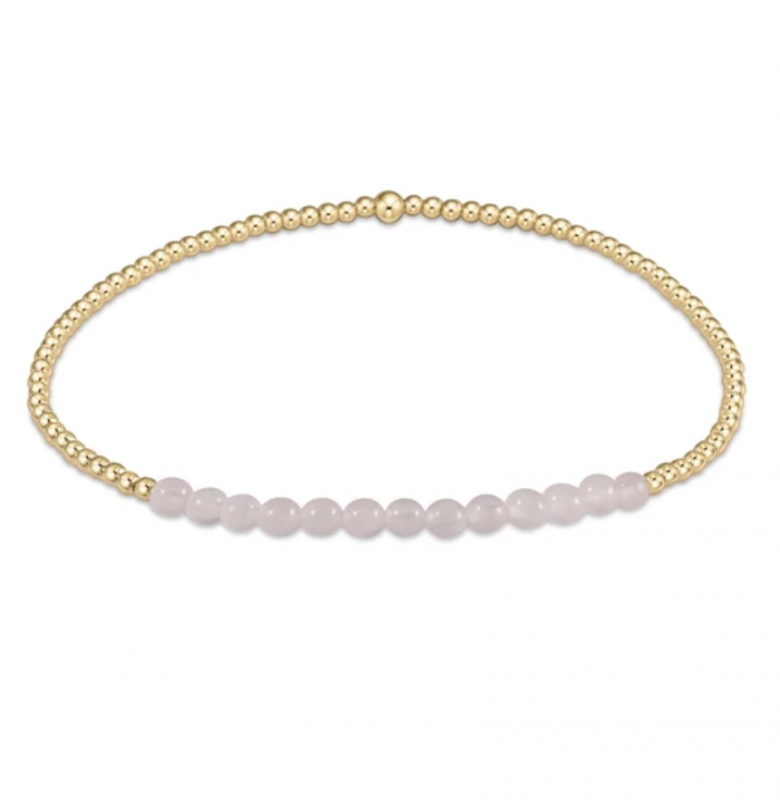 enewton Gold Beaded Bracelet - 2mm Rose Quartz