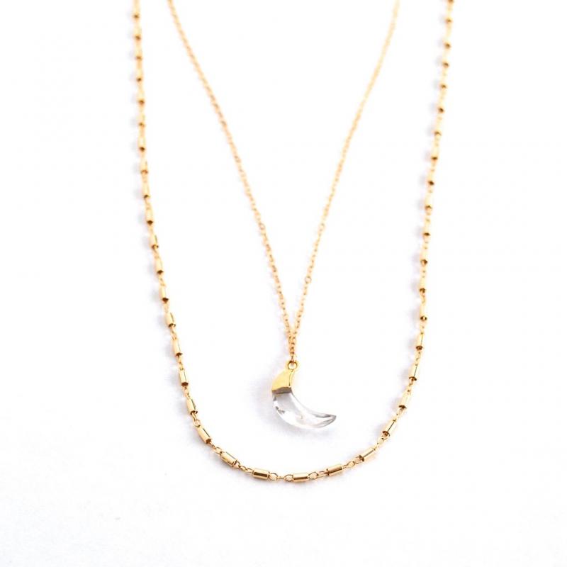 Solana Crystal Moon Necklace - Lavender Crush