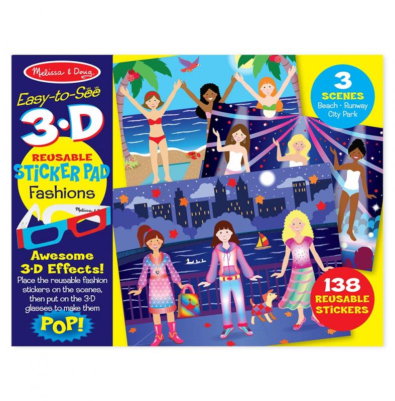 Easy-to-See 3-D Reusable Sticker Pad