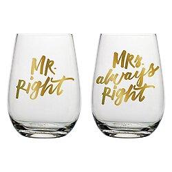 Mr. and Mrs. Right Wine Glass Set