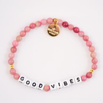 Little Words Project Bracelet - Good Vibes (White/Rhodonite)