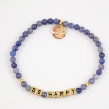 Little Words Project Bracelet - Be Happy (Gold/Aquamarine)