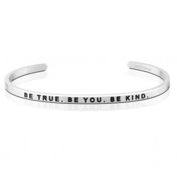 MantraBand Cuff Bracelet - Be True. Be You. Be Kind. (Silver)