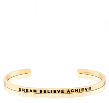 MantraBand Cuff Bracelet - Dream Believe Achieve (Gold)