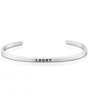 MantraBand Cuff Bracelet - Lucky (Silver)