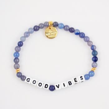 Little Words Project Bracelet - Good Vibes (White/Aquamarine)