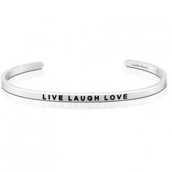 MantraBand Cuff Bracelet - Live Laugh Love (Silver)