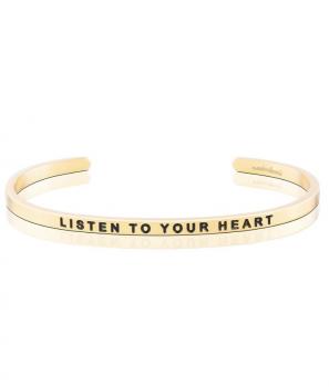 MantraBand Charity Cuff Bracelet - Listen To Your Heart (Gold)