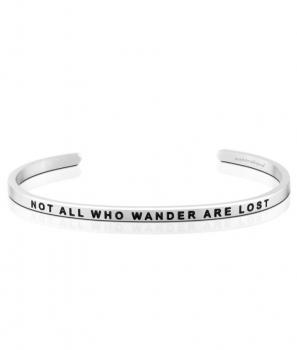 MantraBand Cuff Bracelet - Not All Who Wander Are Lost (Silver)