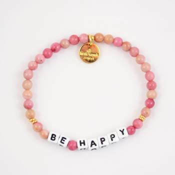 Little Words Project Bracelet - Be Happy (White/Rhodonite)