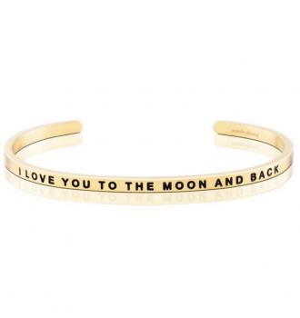 MantraBand Cuff Bracelet - I Love You To The Moon And Back (Gold)