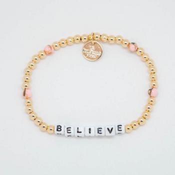Little Words Project Bracelet - Believe (Gold/White Letters)