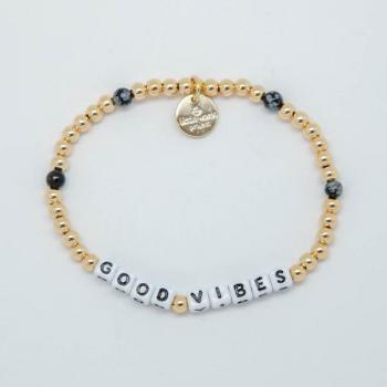 Little Words Project Bracelet - Good Vibes (Gold/White Letters)