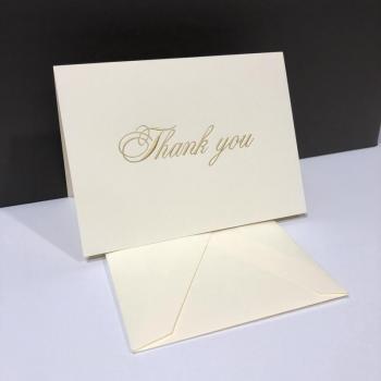Crane Thank You Folding Note Cards - Gold Engraved Script