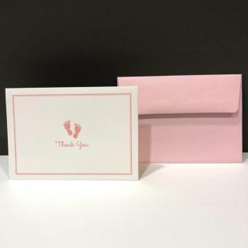 Thank You Folding Notes - Baby Steps Pink (14 ct)