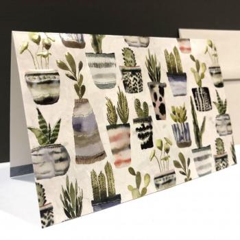 Blank Folding Note Cards - Watercolor Succulents (Pack of 14)