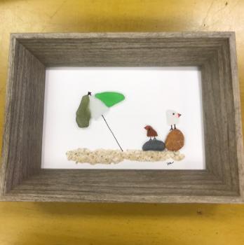 Sea Glass Framed Beach Scene