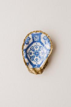 Decoupage Oyster Jewelry Dish: Indigo Collection