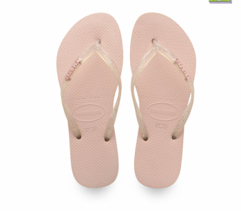 Havaianas Womens Slim Logo Metallic Sandal Ballet Rose