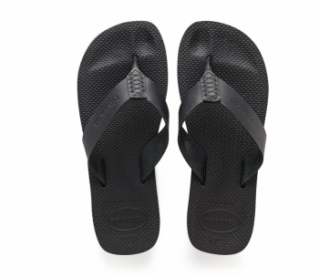 Havaiana's Men's Urban Special Black Leather Flip Flops