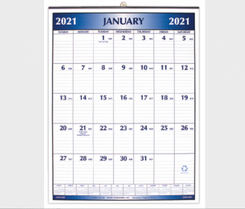 Payne Publishers Blue Metal Bound Wall Calendar - 16 x 21