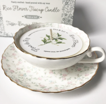 Rice Flower Teacup Candle