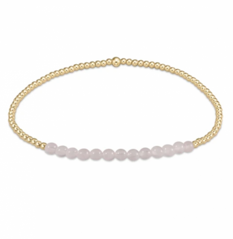 enewton Gold Beaded Bracelet - 2mm Rose Quartz