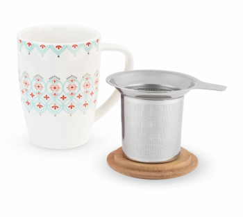 Bailey Arabesque Ceramic Tea Mug & Infuser