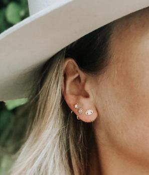 JaxKelly Earrings - Evil Eye Huggies