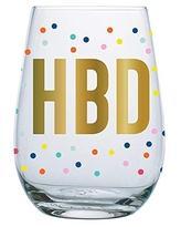HBD Confetti Stemless Wine Glass